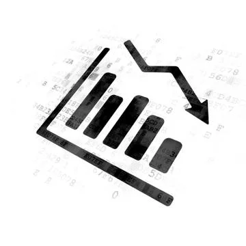 News concept: Decline Graph on Digital background Stock Illustration