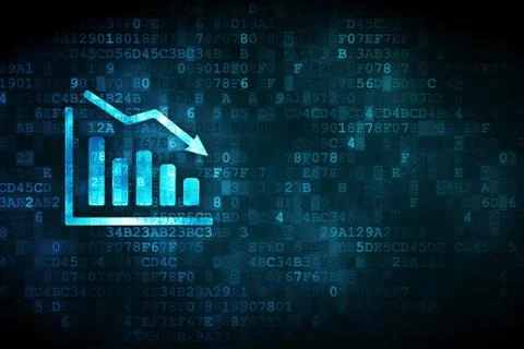 News concept: Decline Graph on digital background Stock Illustration