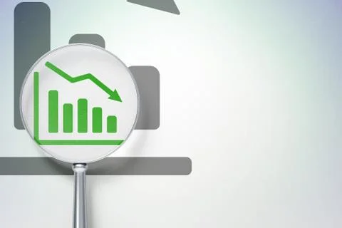 News concept:  Decline Graph with optical glass on digital background Stock Illustration