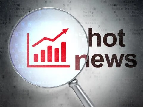 News concept: Growth Graph and Hot News with optical glass Stock Illustration