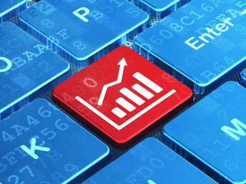 News concept: Growth Graph on computer keyboard background Stock Illustration