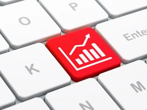 News concept: Growth Graph on computer keyboard background Illustrazione stock