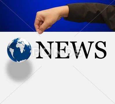 News concept with hand globe and paper board Stock Illustration