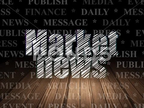 News Concept: Market News In Grunge Dark Room