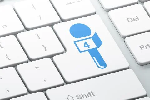 News concept: Microphone on computer keyboard background Stock Illustration