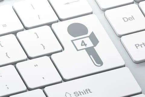 News concept: Microphone on computer keyboard background Stock Illustration