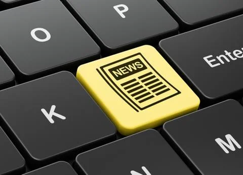 News concept: Newspaper on computer keyboard background Stock Illustration