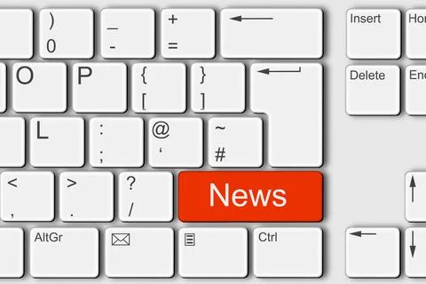 News concept PC computer keyboard illustration red Stock Illustration