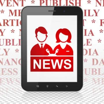 News concept: Tablet Computer with Anchorman on display Illustrazione stock