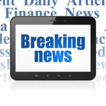 News concept: Tablet Computer with Breaking News on display 스톡 일러스트