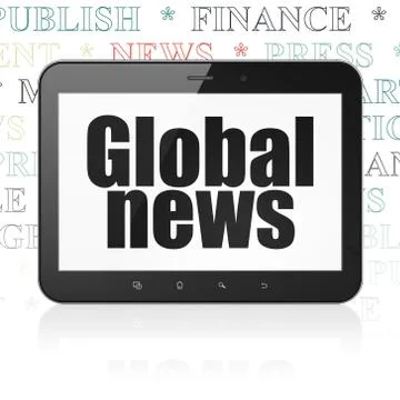 News concept: Tablet Computer with Global News on display Stock-Illustration