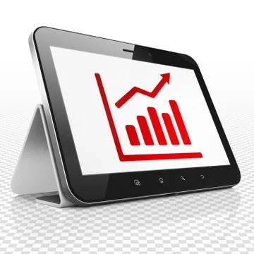 News concept: Tablet Computer with Growth Graph on display Illustrazione stock
