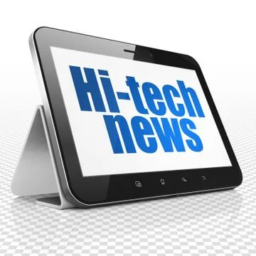 News concept: Tablet Computer with Hi-tech News on display 스톡 일러스트