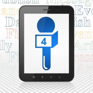 News concept: Tablet Computer with Microphone on display Illustrazione stock