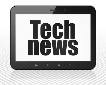 News concept: Tablet Pc Computer with Tech News on display Illustrazione stock