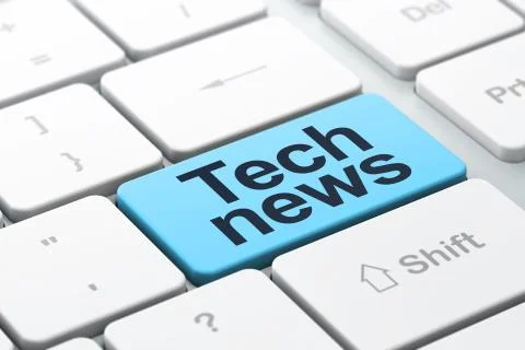 News concept: Tech News on computer keyboard background イラスト素材