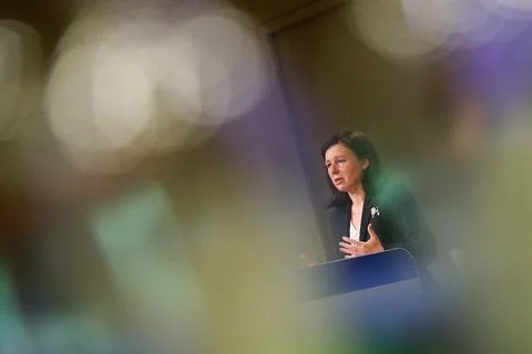 News conference on Code of Practice on Disinformation in Brussels, Belgium - 26  Stock Photos