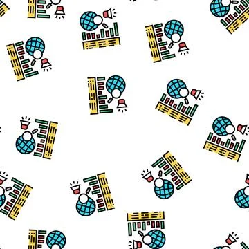 News coverage analysis vector seamless pattern Illustration