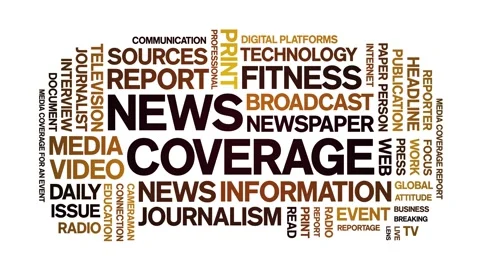 News Coverage animated word cloud,animation kinetic typography seamless loop. Stock Footage 300662279