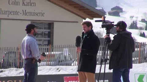 News crew interviews Video stock 20589692