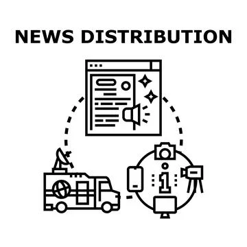 News distribution process reaching audience globally Stock Illustration
