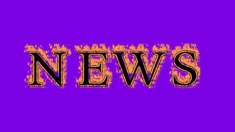 News fire text effect violet background Stock Footage 136245548