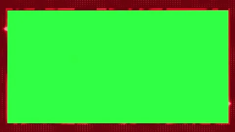 News Frame Template with Red Digital Border and Green Screen Center Vídeos de archivo 338382931