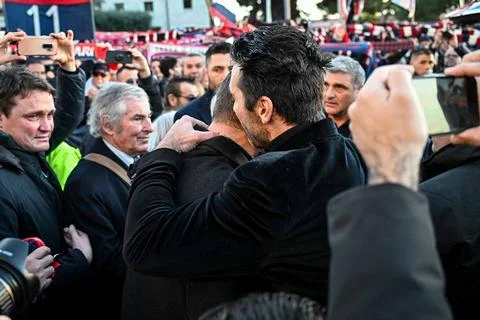  News - Gigi Riva s funeral Gianluigi Buffon consola il figlio di Gigi Riv... Stock Photos