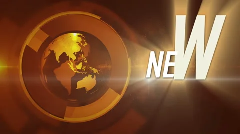 News globe background LOOP 4K Orange Video stock 55440114