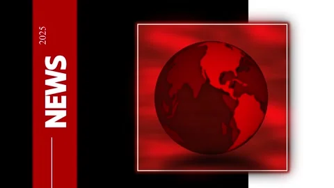 News graphic featuring a stylized globe inside a glowing square background .. Vídeos de archivo 334765159
