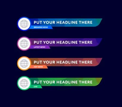 News headline template set. Vector liquid style illustration. Stock Illustration