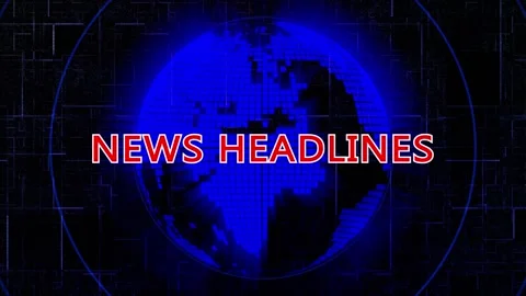 News Headlines Animated Text with Digital Earth Stock Footage 283100409