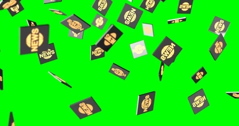 NEWS icon silver 3d falling slow motion Stock Footage 101909268