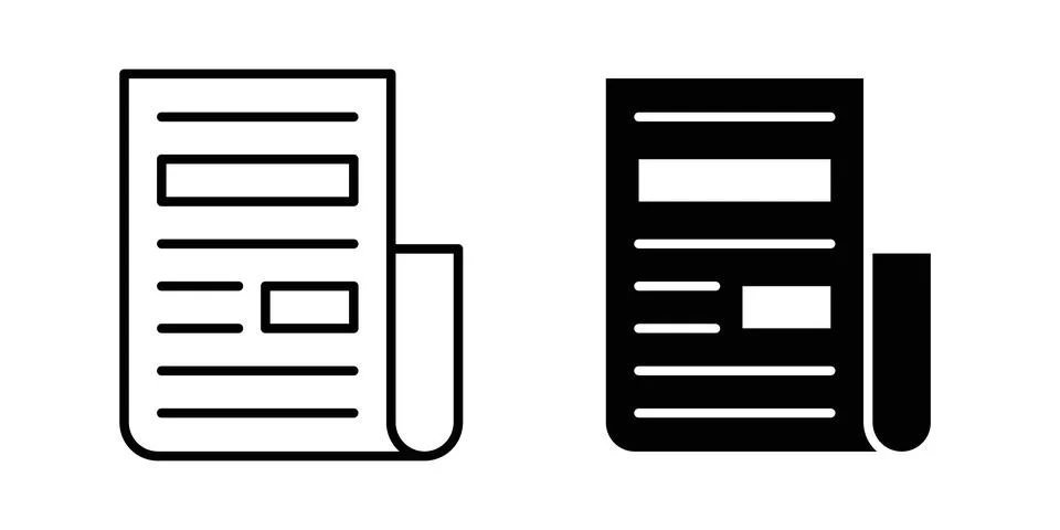 News icon solid, line, and editable vector set. Stock Illustration