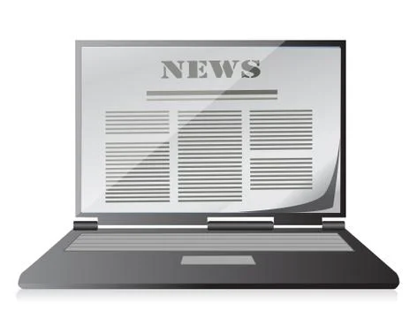 News instead of display on the notebook, laptop. illustration Illustrazione stock