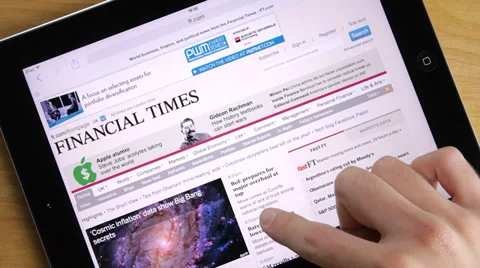 News Internet Site On Tablet iPad Stock Footage 36645485