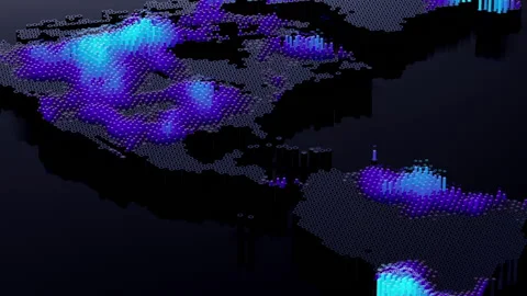 News loop with black continents and blue animation Stock Footage 234113975