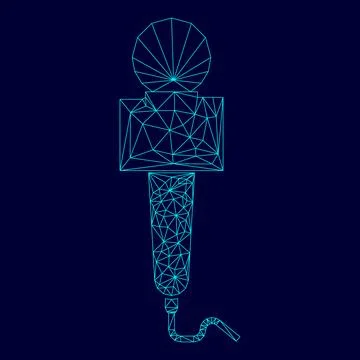 News microphone in low poly triangulation triangulated polygonal electric c.. Stock Illustration