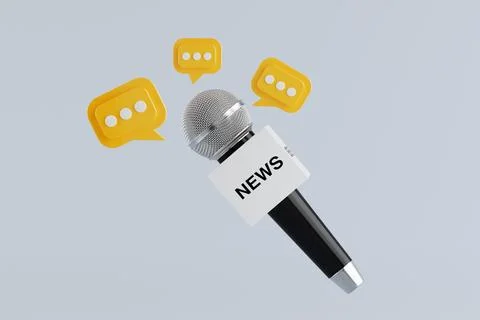 News Microphone with Speech Bubbles. 3d Rendering Stock Illustration