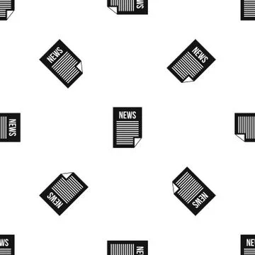 News newspaper pattern seamless black イラスト素材