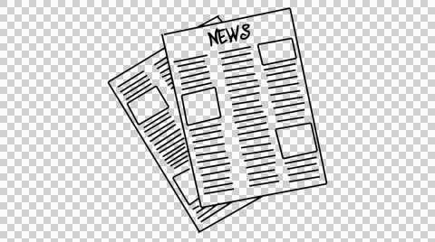 News Paper line drawing illustration animation transparent background  Stock Footage 43793553