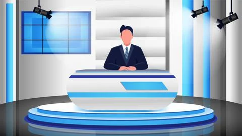 News program flat color vector illustration Stock Illustration
