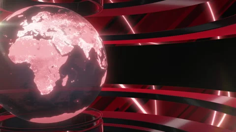 A news program title sequence featuring a rotating CG Earth Video stock 341469983