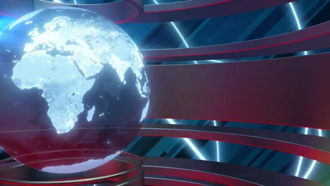 A news program title sequence featuring a rotating CG Earth Video stock 341470070