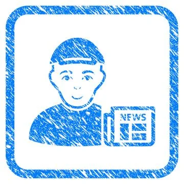 News Reader Framed Stamp イラスト素材