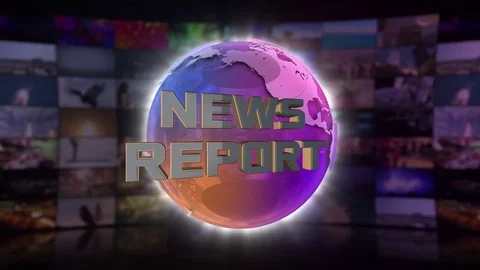 News Report On Screen 3D Animated Text Graphics Purple Full HD 1920x1080 Stock Footage 73186055