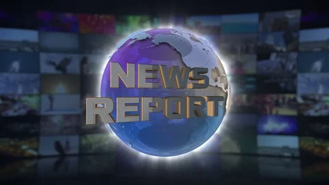 News Report On Screen 3D Animated Text Graphics Blue Full HD 1920x1080 Stock Footage 73186367