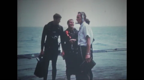 News reporter with television cameraman and crew on deck Stock Footage