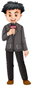 News reporter using microphone Stock Illustration