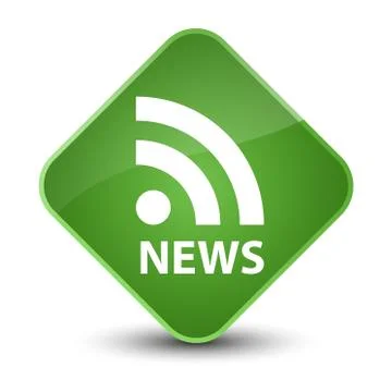 News (RSS icon) elegant soft green diamond button Stock Illustration